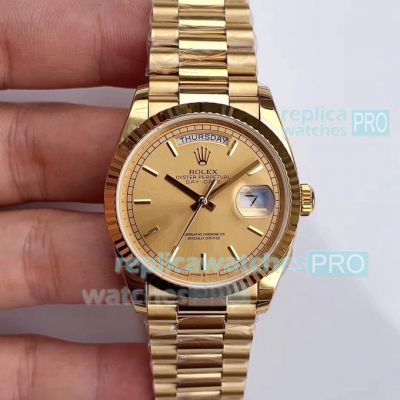 EWF Replica Rolex Day Date 36mm Men Watch All Gold Stick Markers 